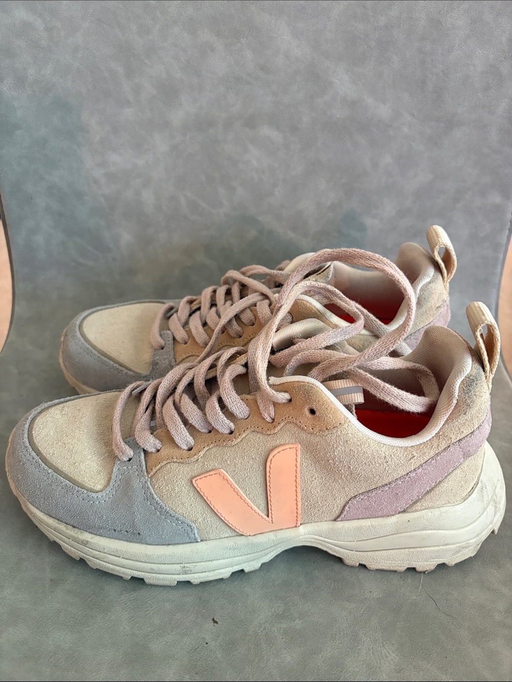 Veja Pastel Suede Women’s Casual Sneakers with Pink Accent